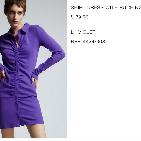 purple shirt dress zara Zara casual purple dress